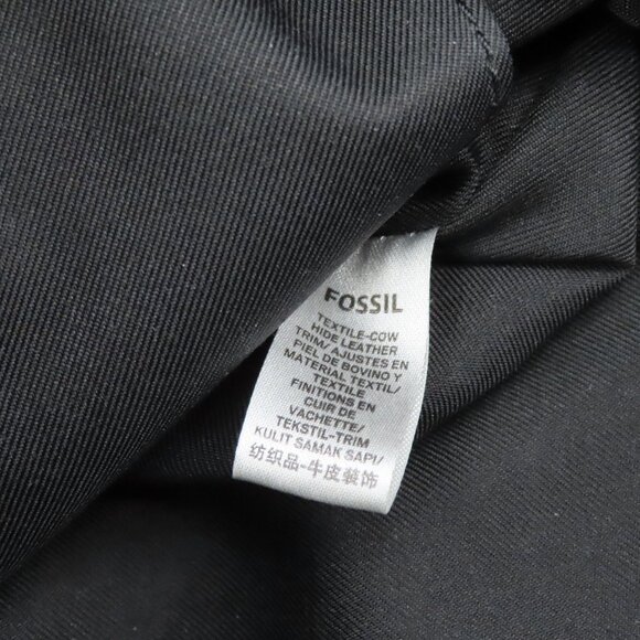 Fossil Maya Hobo Black Pebbled Leather Stripe Flower Floral Canvas Shoulder Bag - Picture 11 of 16